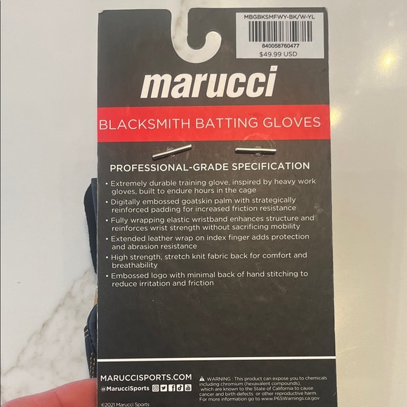 Marucci Youth Blacksmith Full-Wrap Baseball Batting Gloves NEW - Picture 6 of 10